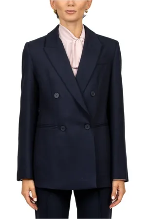 SEMICOUTURE Femme, Vestes, Bleu, Taille: 38 FR Veste Bleue à Double Boutonnage en Flanelle