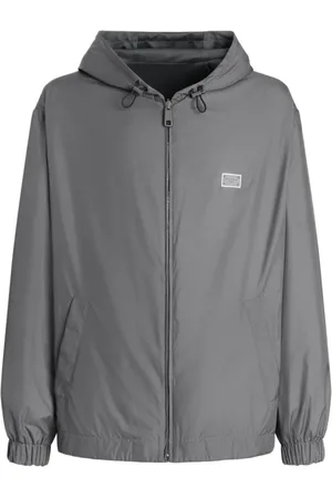 Dolce & Gabbana Homme, Vestes, Gris, Taille: M Veste à Capuche Grise