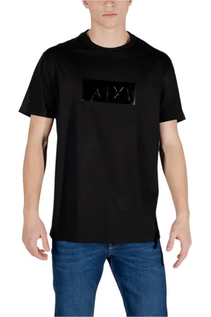 Armani Exchange Homme, Tops, Noir, Taille: M T-shirt Noir en Coton à Col Rond