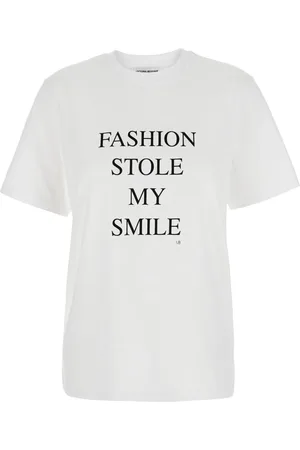 Victoria Beckham Femme, Tops, Blanc, Taille: 40 FR T-shirt Blanc avec Lettrage en Coton Femme