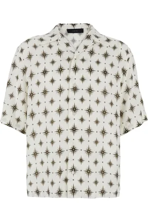 AMIRI Homme, Chemises, Blanc, Taille: L Stardust Chemise de Bowling Blanche avec Col Cubain