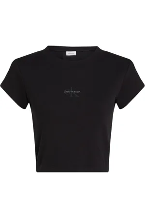 Calvin Klein Femme, Tops, Noir, Taille: 38 FR T-shirt noir à manches courtes