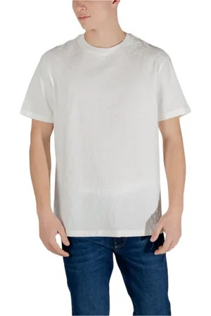 Armani Exchange Homme, Tops, Blanc, Taille: L T-shirt Blanc en Coton Manches Courtes