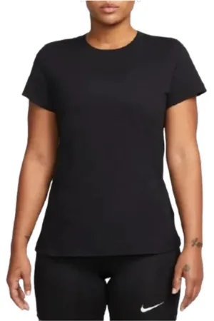 Nike Femme, Tops, Noir, Taille: 42 FR T-shirt Classique Col Rond