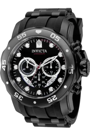 Invicta Homme, Accessoires, Noir, Taille: ONE Size Chronographe Montre Analogique en Acier Inoxydable