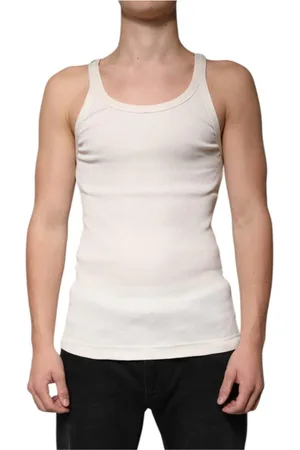 Dolce & Gabbana Homme, Tops, Blanc, Taille: S Débardeur Classique Côtelé