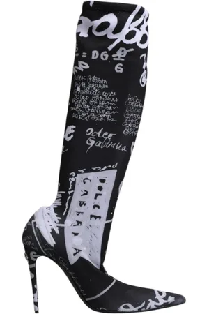 Dolce & Gabbana Femme, Chaussures, Noir, Taille: 36 EU Bottes hautes imprimées à talon style