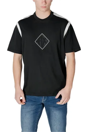 Armani Exchange Homme, Tops, Noir, Taille: S T-shirt en Coton Noir pour Homme