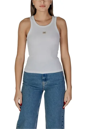 Calvin Klein Femme, Tops, Blanc, Taille: 40 FR Débardeur Blanc Côtelé
