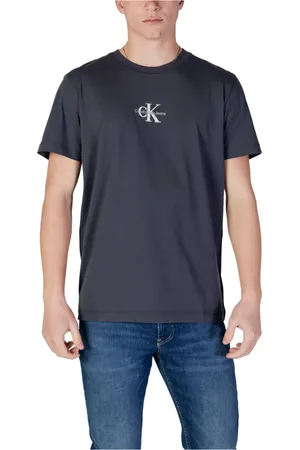 Calvin Klein Homme, Tops, Gris, Taille: M T-shirt en Coton Gris à Col Rond