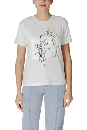 Desigual Femme, Tops, Blanc, Taille: 38 FR T-shirt en Coton Imprimé Élégant