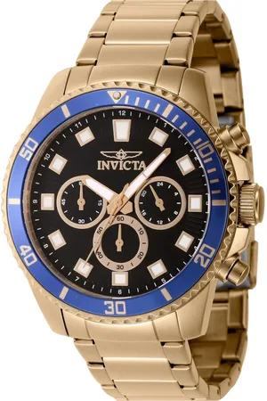 Invicta Homme, Accessoires, Jaune, Taille: ONE Size Montre Chronographe en Acier Inoxydable Doré