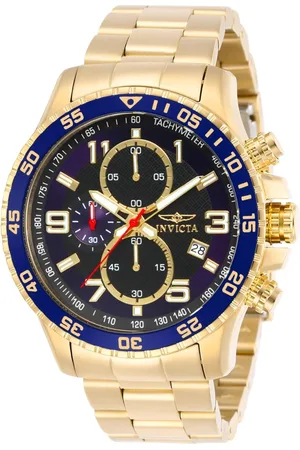 Invicta Homme, Accessoires, Jaune, Taille: ONE Size Montre Chronographe en Or avec Multifonction