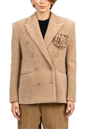 GIUSEPPE DI MORABITO Femme, Vestes, , Taille: 36 FR Veste en Laine à Double Boutonnage avec Broche Fleur
