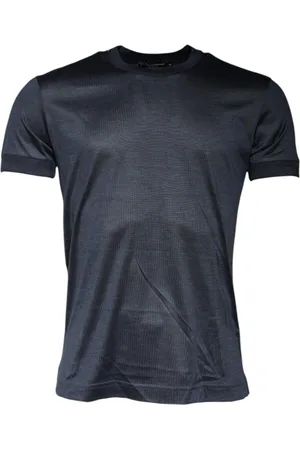 Dolce & Gabbana Homme, Tops, Bleu, Taille: 4XL T-shirt en Soie Bleue de Luxe à Col Rond