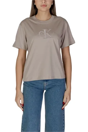 Calvin Klein Femme, Tops, , Taille: 36 FR Plain Cotton Tee Short Sleeve