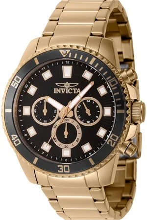 Invicta Homme, Accessoires, Jaune, Taille: ONE Size Chronographe en Or Montre en Acier Inoxydable