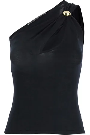 FEDERICA TOSI Femme, Tops, Noir, Taille: 36 FR Haut Une Épaule Noir avec Détail de Bijou