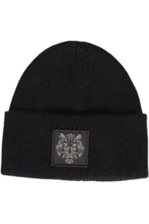 Antony Morato Homme, Accessoires, Noir, Taille: ONE Size Bonnet en Laine Noir avec Tigre