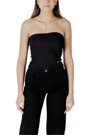 Calvin Klein Femme, Tops, Noir, Taille: 38 FR Haut sans manches en coton et lycra noir