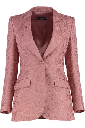 Dolce & Gabbana Femme, Vestes, Rose, Taille: 40 FR Blazer Jacquard avec Col Revers