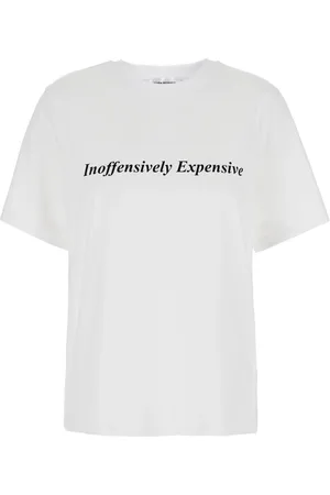 Victoria Beckham Femme, Tops, Blanc, Taille: 42 FR T-shirt Blanc avec Lettrage en Coton Femme