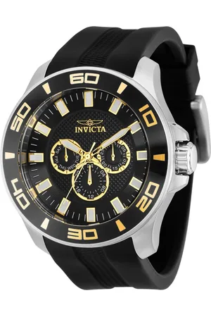 Invicta Homme, Accessoires, Noir, Taille: ONE Size Chronographe Montre avec Bracelet en Silicone pour Homme