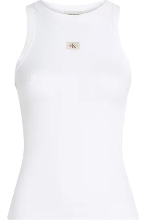 Calvin Klein Femme, Tops, Blanc, Taille: 44 FR Débardeur Blanc Col Bateau
