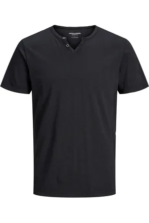 JACK & JONES Homme, Tops, Noir, Taille: S T-shirt col V noir Printemps/Été