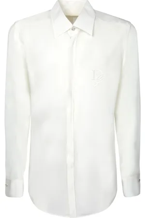 Dolce & Gabbana Homme, Chemises, Blanc, Taille: L Chemise en Soie Blanche, Col Classique