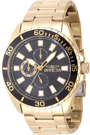 Invicta Homme, Accessoires, Jaune, Taille: ONE Size Chronographe en Or Montre en Acier Inoxydable