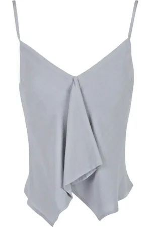 Alessia Santi Femme, Tops, Gris, Taille: 40 FR Haut à Volants et Col en V