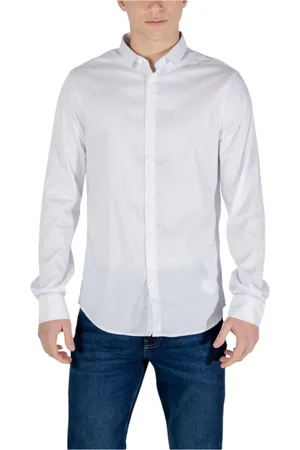 Armani Exchange Homme, Chemises, Blanc, Taille: 2XL Chemise boutonnée en tissu extensible