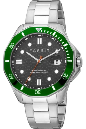 ESPRIT Homme, Accessoires, Gris, Taille: ONE Size Montre analogique en acier inoxydable avec date
