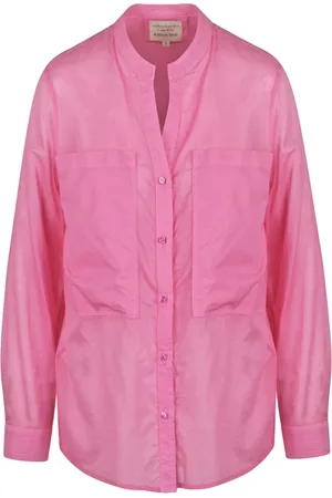Alessia Santi Femme, Blouses et Chemises, Rose, Taille: 36 FR Chemise en coton à col rond