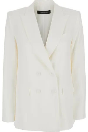 FEDERICA TOSI Femme, Vestes, Blanc, Taille: 38 FR Veste Blanche à Double Boutonnage en Laine