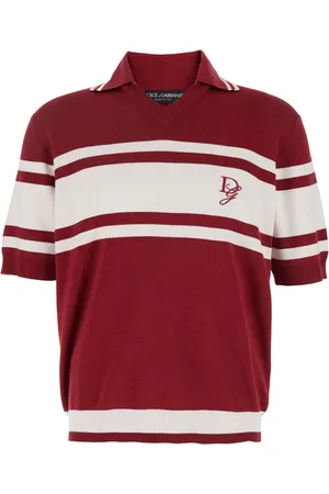 Dolce & Gabbana Homme, Tops, Rouge, Taille: XL Polo Rouge à Rayures avec Logo