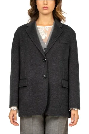 SEMICOUTURE Femme, Vestes, Noir, Taille: 36 FR Veste Laine Gris Foncé - Col en V