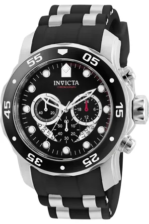 Invicta Homme, Accessoires, Noir, Taille: ONE Size Chronographe Montre avec Bracelet en Silicone