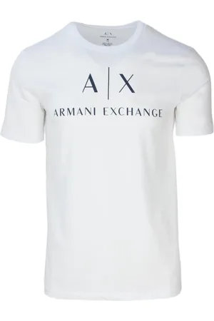 Armani Exchange Homme, Tops, Blanc, Taille: XL T-shirt Blanc avec Logo Imprimé Manches Courtes