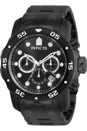 Invicta Homme, Accessoires, Noir, Taille: ONE Size Chronographe Montre Analogique en Acier Inoxydable