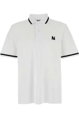 Msgm Homme, Tops, Blanc, Taille: XL Polo Blanc avec Col Classique et Logo