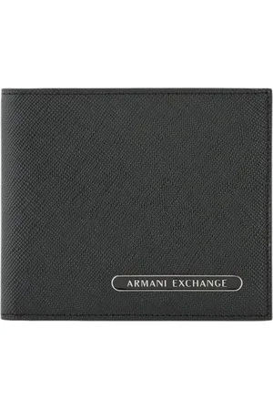 Armani Exchange Homme, Accessoires, Noir, Taille: ONE Size Portefeuille en cuir noir avec poches intérieures