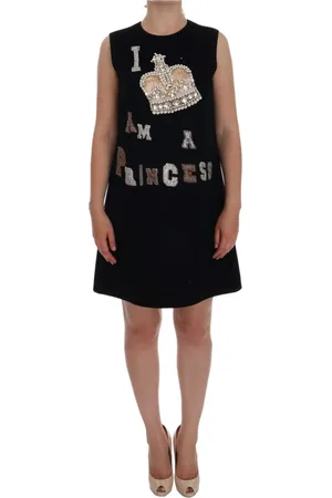 Dolce & Gabbana Femme, Robes, Noir, Taille: 36 FR Robe de princesse en laine noire et cristaux