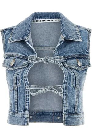 Alexander Wang Femme, Vestes, Bleu, Taille: 38 FR Gilet en jean orné pour femmes
