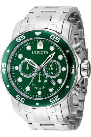 Invicta Homme, Accessoires, Gris, Taille: ONE Size Chronographe Montre Analogique en Acier Inoxydable