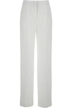 Alberta Ferretti Femme, Pantalons, Blanc, Taille: 38 FR Pantalon blanc en mélange de soie à taille haute