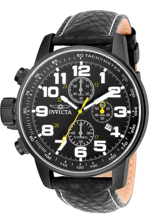 Invicta Homme, Accessoires, Noir, Taille: ONE Size Montre Chronographe en Cuir Noir