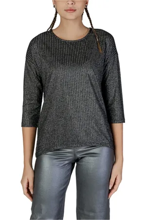 VERO MODA Femme, Tops, Noir, Taille: 40 FR Haut Noir à Paillettes à Manches Longues