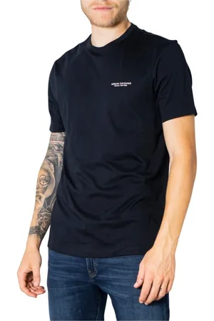 Armani Exchange Homme, Tops, Bleu, Taille: S Tee-shirt col rond imprimé bleu